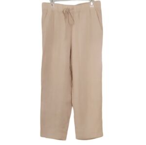 HM‎ Womens Beige High Waisted Drawstring Straight Leg Ankle Pants Medium